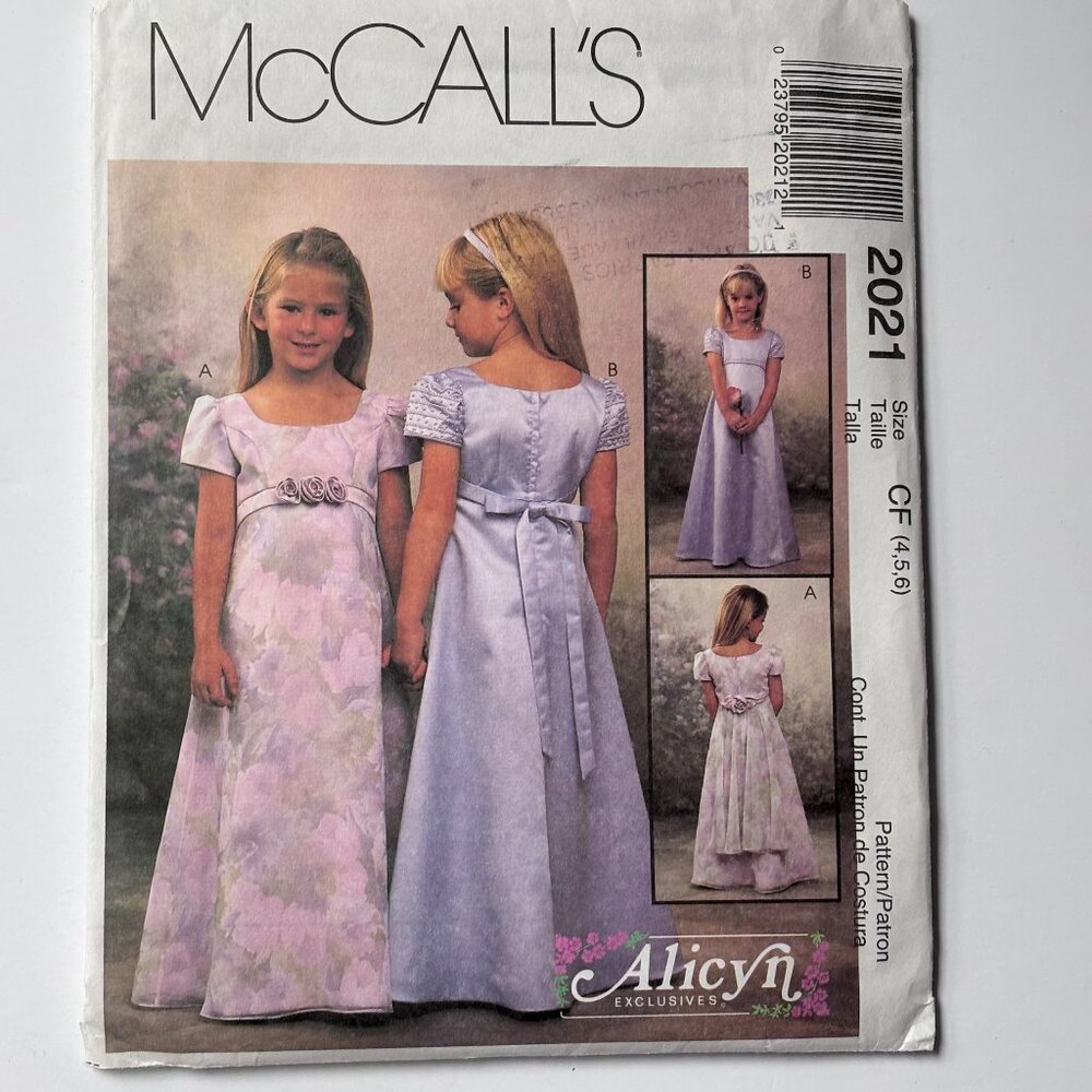 McCall's Children's Line Dress with Empire Waist Uncut (4-6) Uncut Pattern 2021